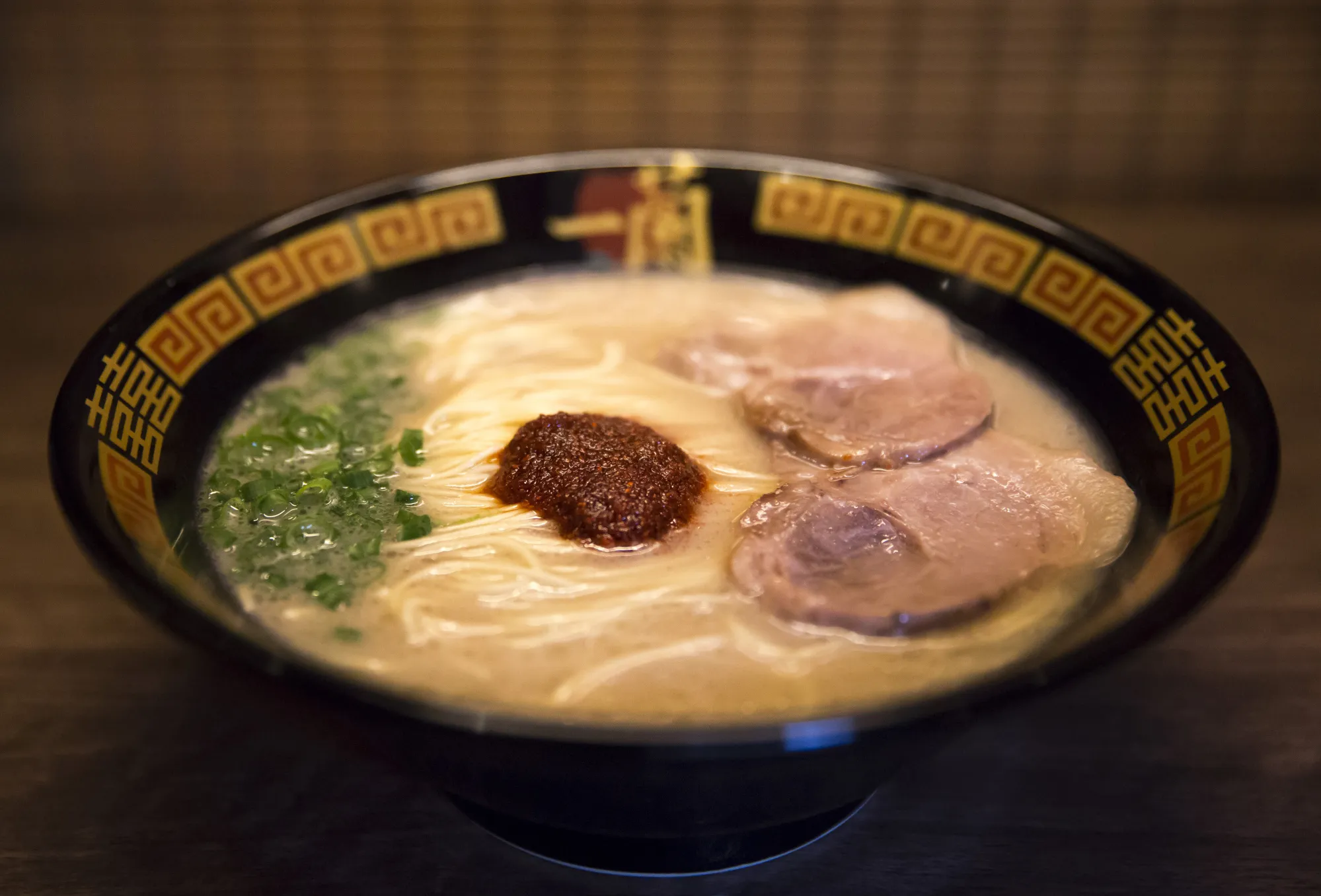 A bowl of tonkotsu ramen by Ichiran in Fukuoka, Japan.