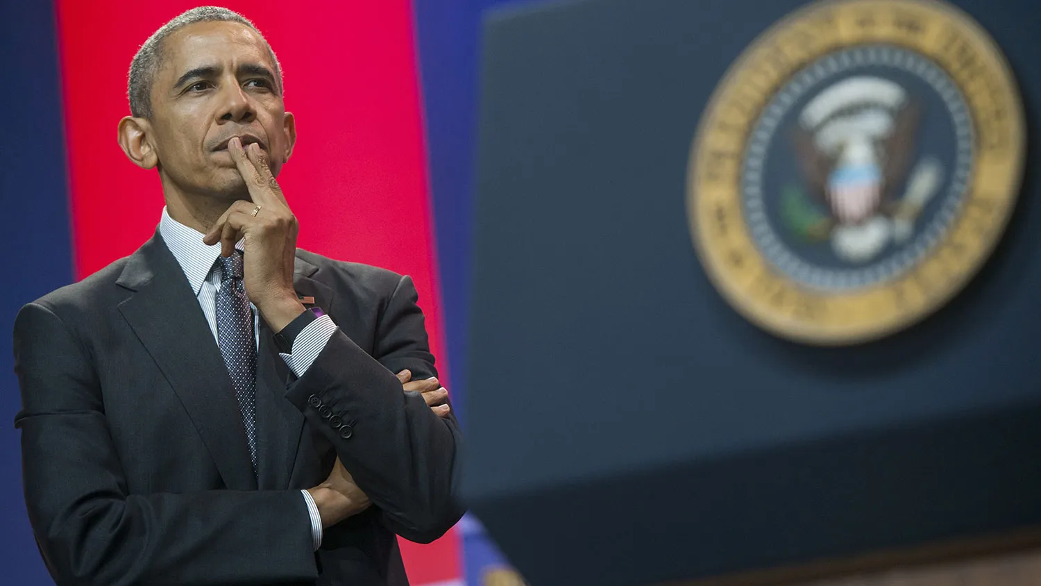President Barack Obama attends a celebration of the 5th anniversary of Joining Forces and the 75th anniversary of the USO at Andrews Air Force Base in Maryland on May 5, 2016.
