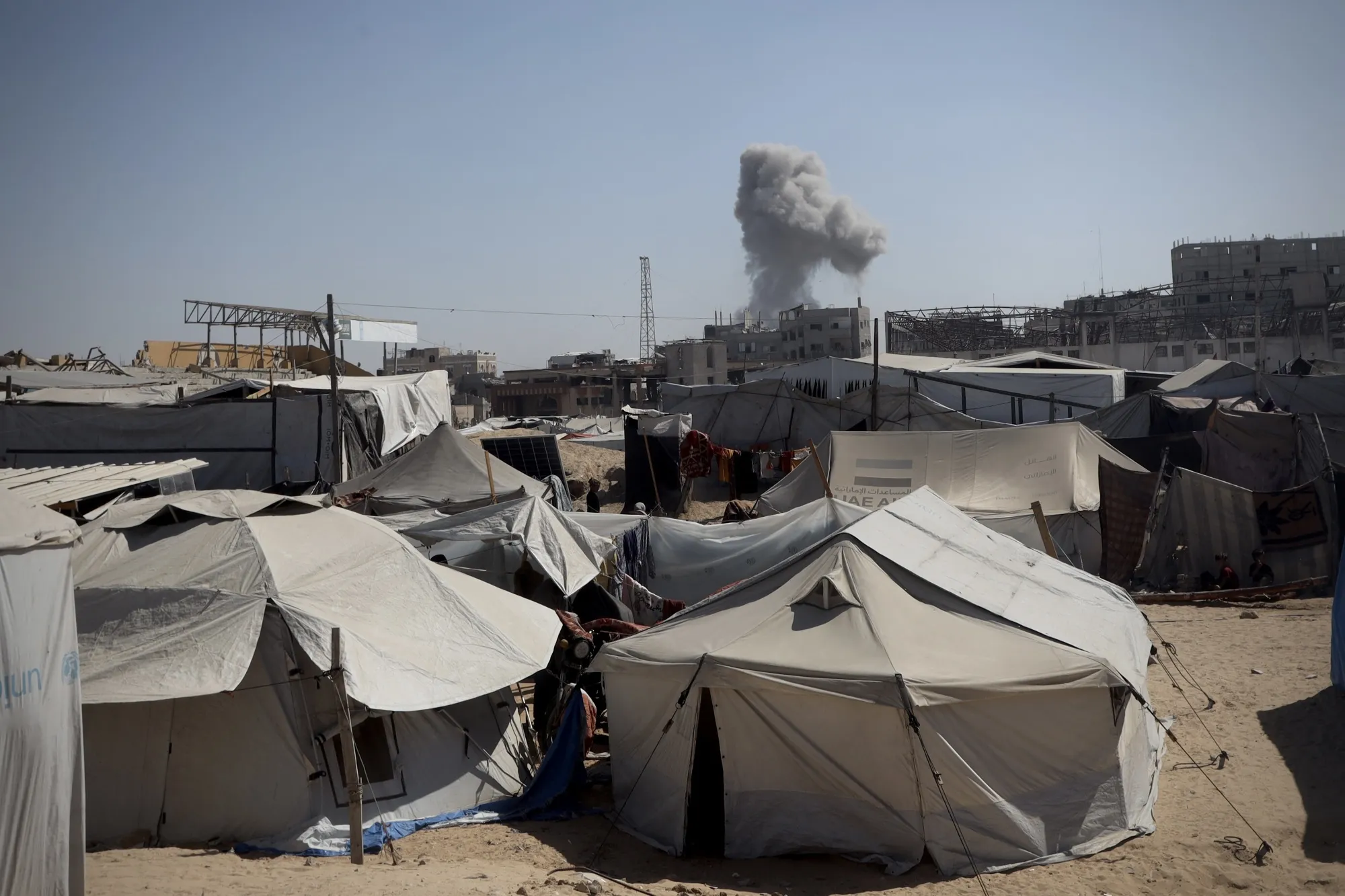 Smoke rises after Israeli forces carry out airstrikes&nbsp;in Khan Yunis, Gaza&nbsp;on Oct. 8.&nbsp;