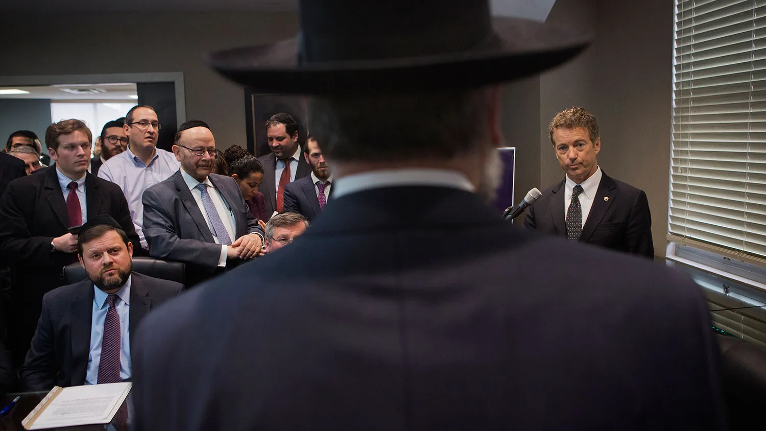 Presidential candidate Senator Rand Paul, R, KY, speaks to leaders of the Jewish community at the National Society for Hebrew Day Schools at Torah Umesorah in Brooklyn, NY, Monday, April 27, 2015.
