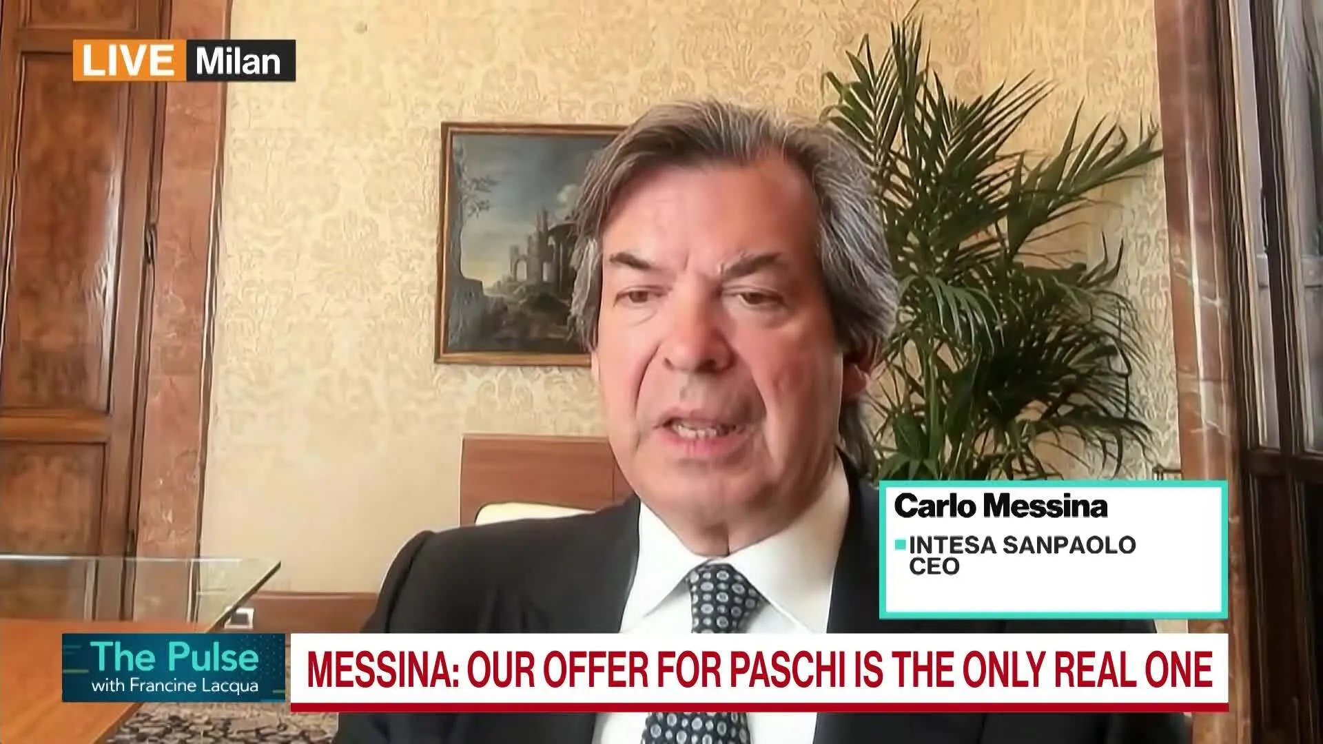 bloomberg.com - Watch Italian Banks M&A Hots Up as Intesa CEO Messina Calls Lender's Offer for Paschi the Only 'Real' One