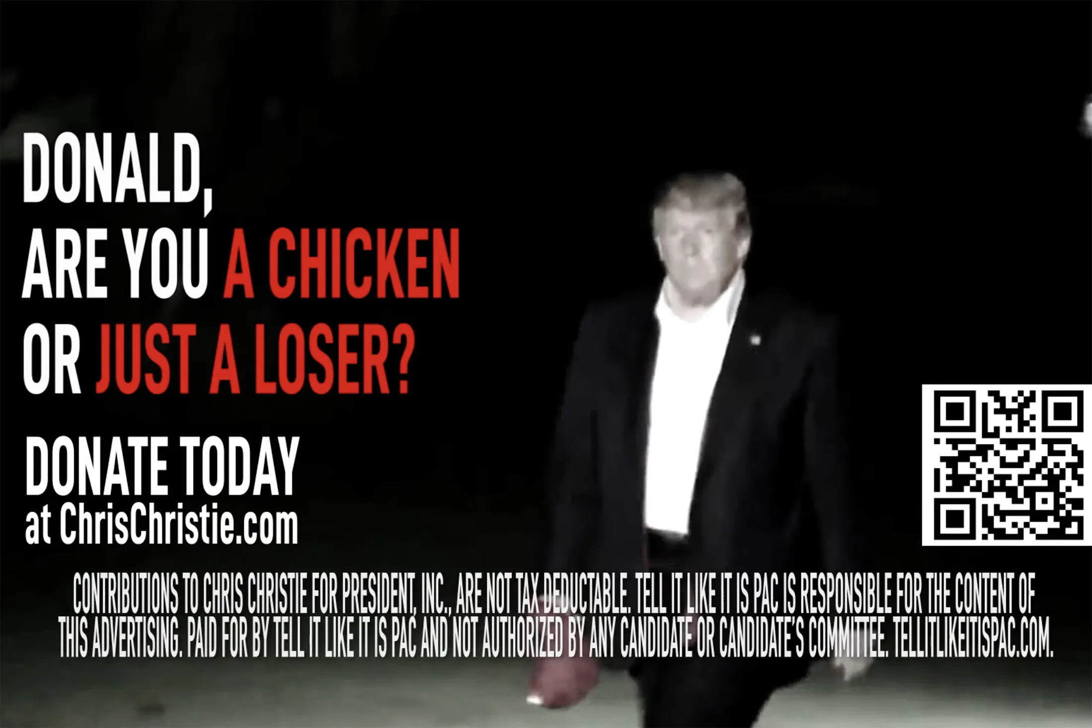 The Tell It Like It Is PAC ad goading&nbsp;former President Trump into a debate.&nbsp;