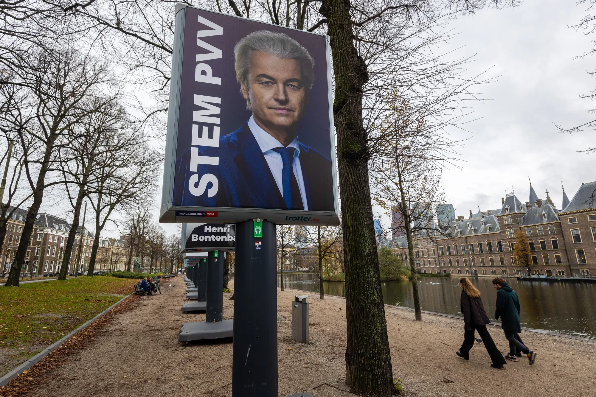 An election campaign poster for Geert Wilders’s Freedom party in The Hague, Netherlands on Nov. 16.