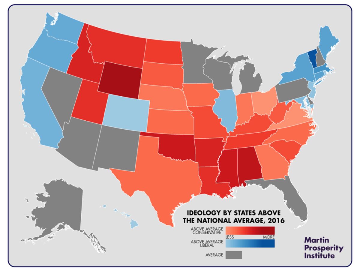 Conservatives go to red states and liberals go to blue as the country