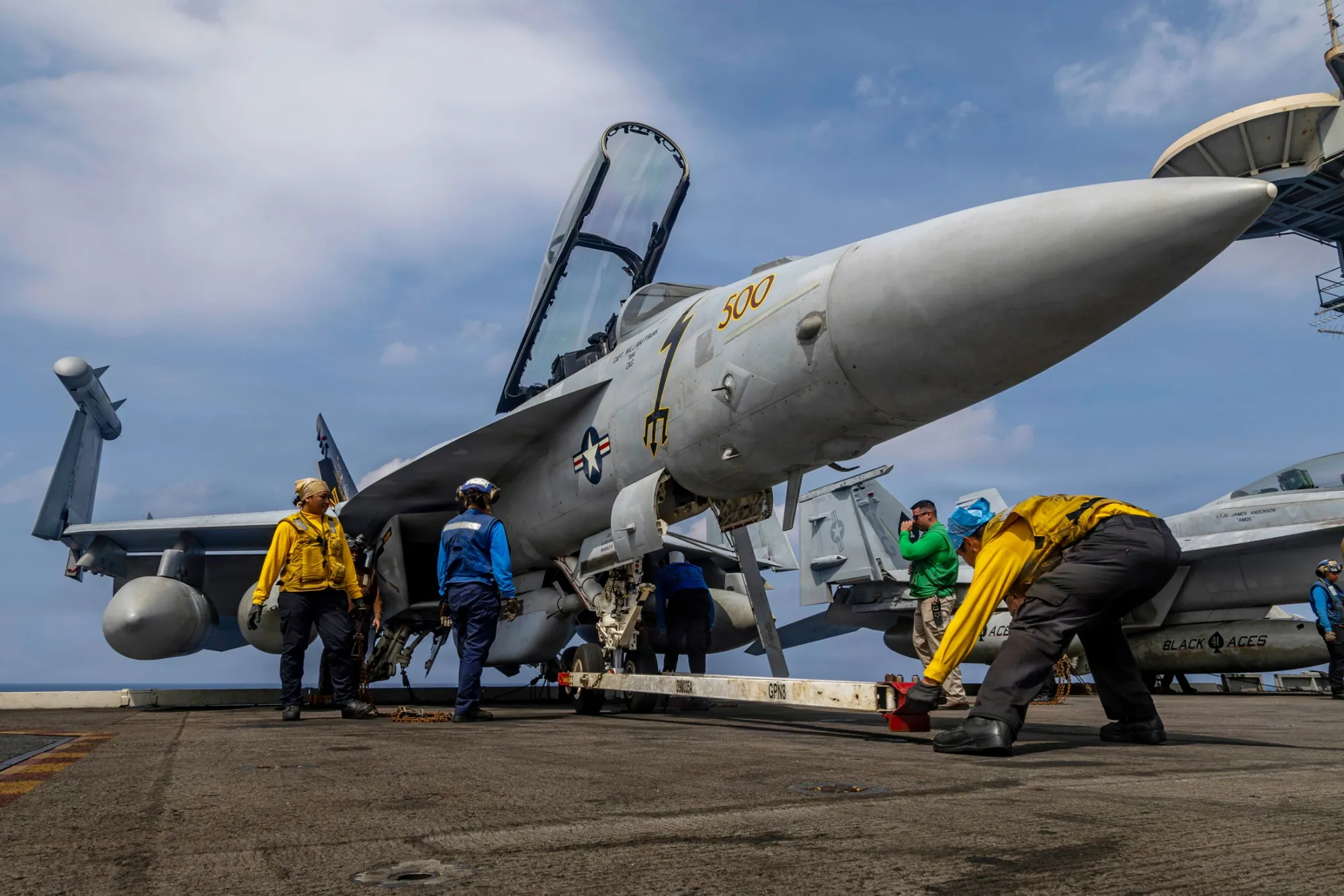 Fighter jets on the flight deck of USS Abraham Lincoln.