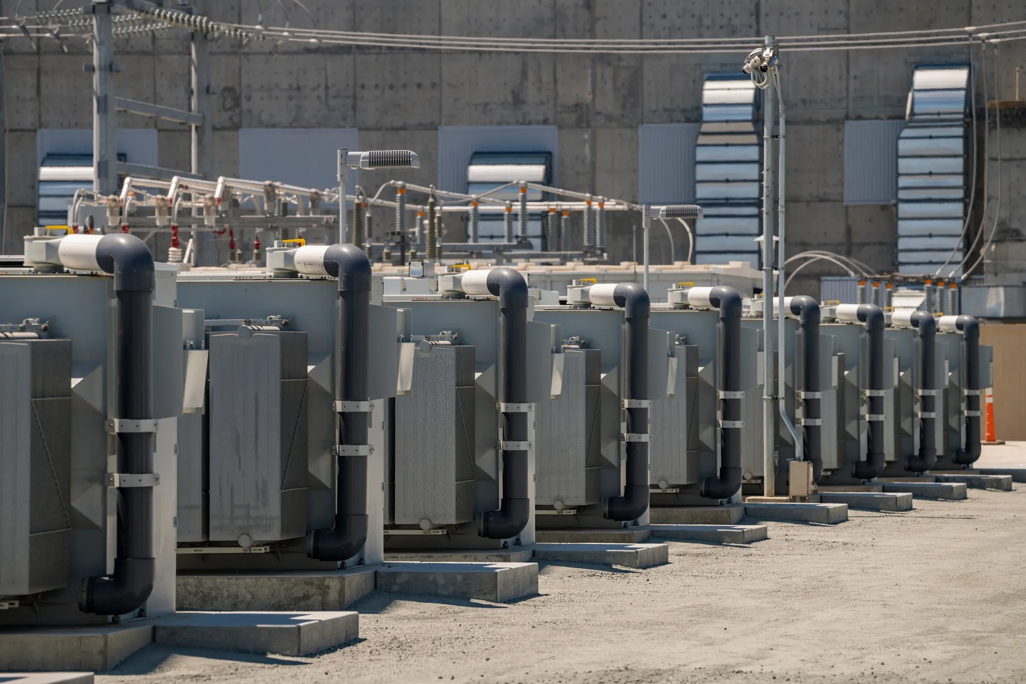 Battery housing at the Elkhorn Battery Energy Storage System in Moss Landing, California.