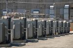 Battery housing at the Elkhorn Battery Energy Storage System in Moss Landing, California.