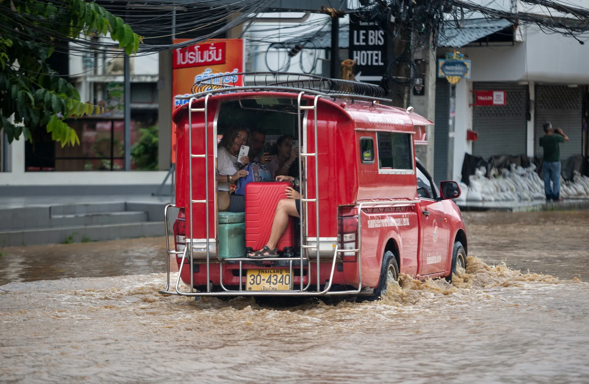 A flooded street in the Chang Khlan area of Chiang Mai on Sept. 25.