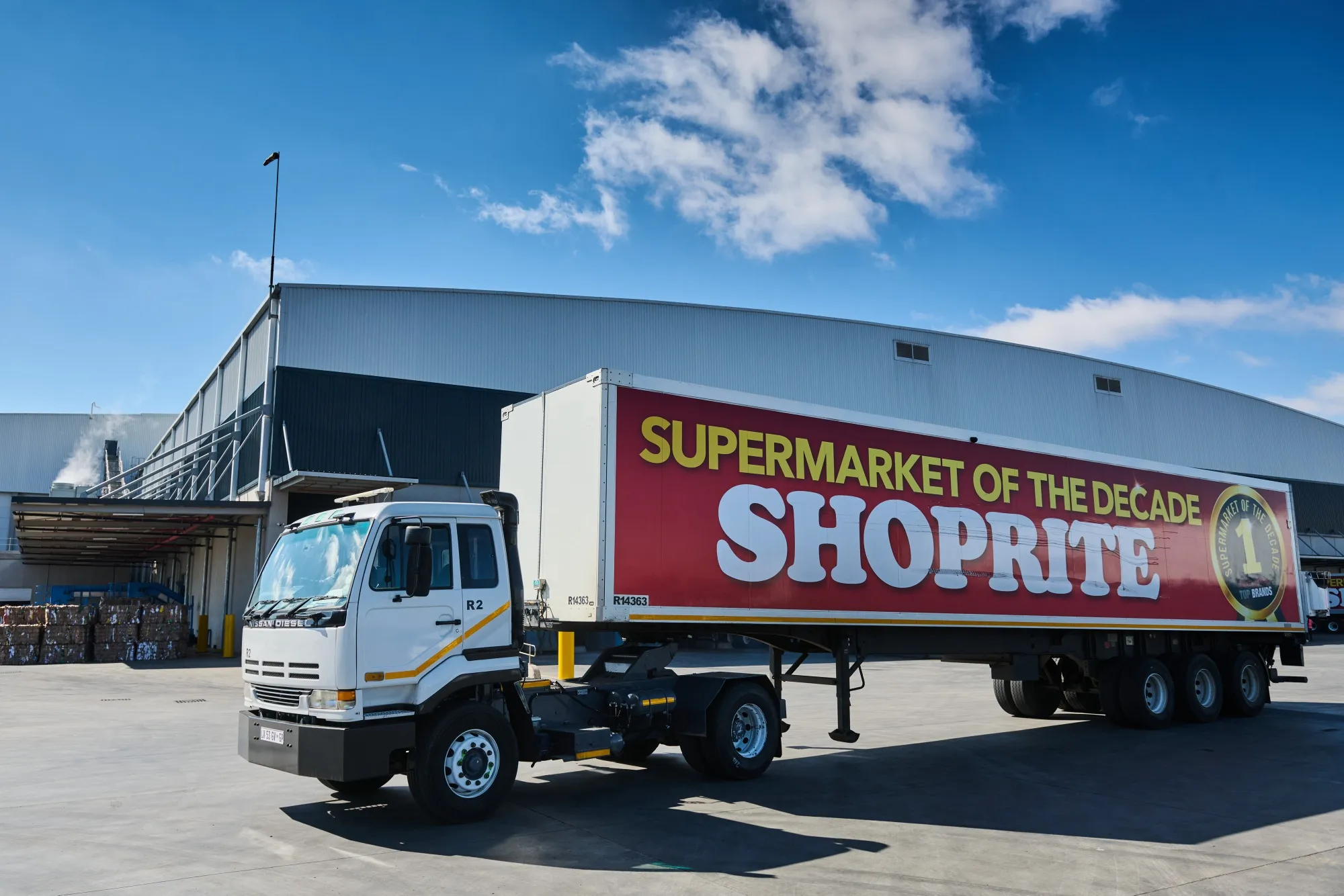 A delivery truck at a Shoprite Holdings Ltd. distribution center in Johannesburg.
