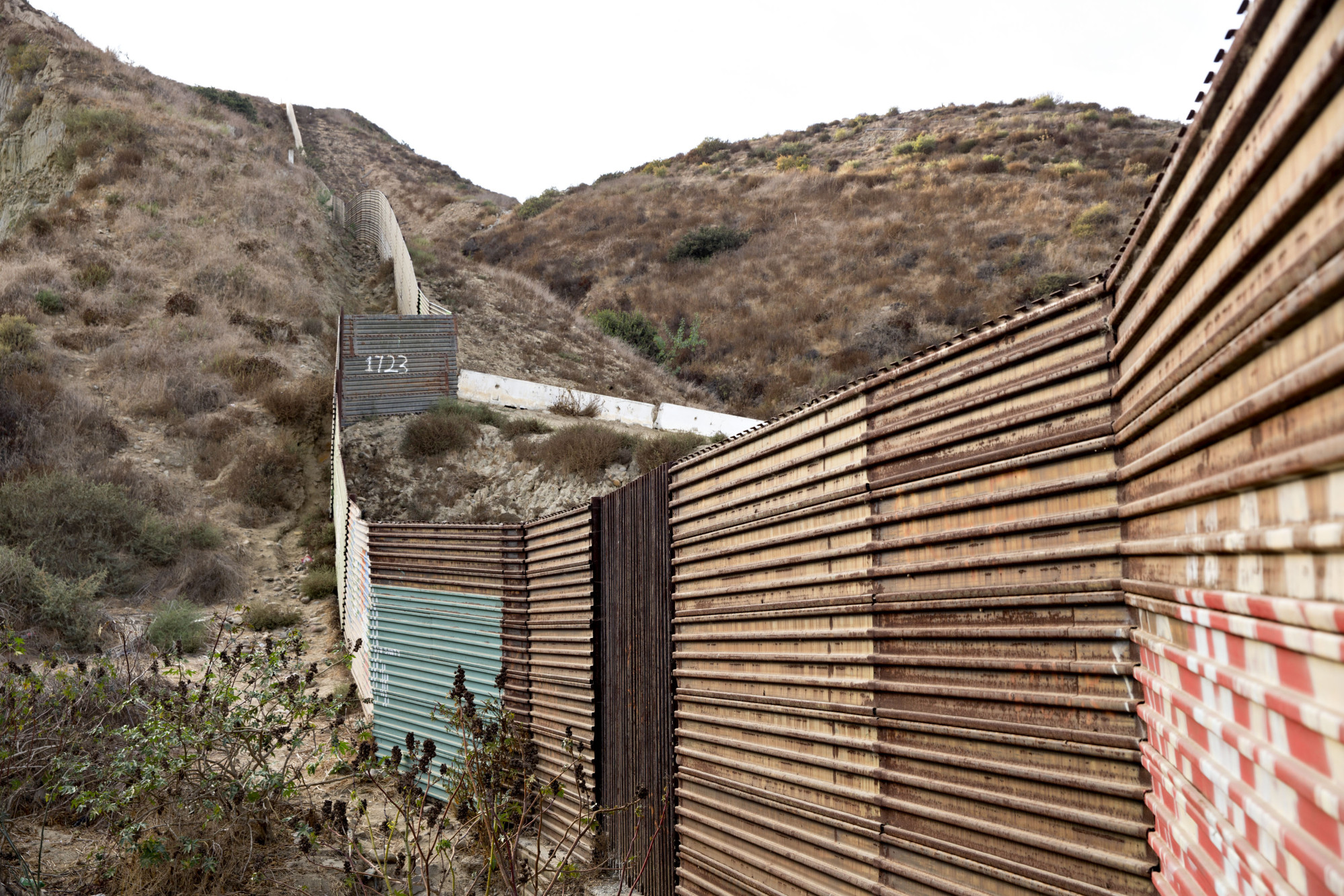 A border fence stands along the U.S.-Mexico border in Tijuana, on Oct. 31, 2017.