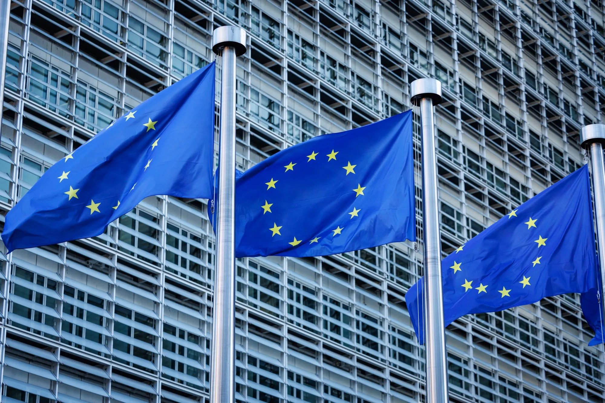 Flags of the European Union.