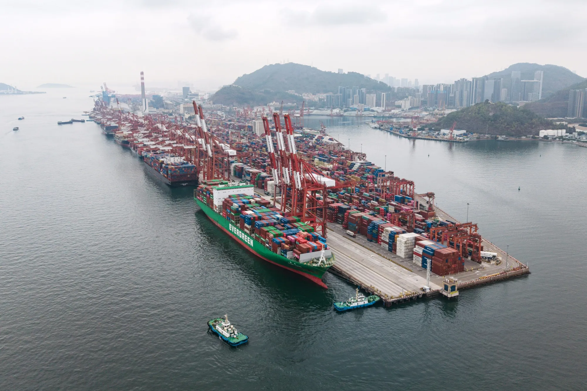 Container ships at the Chiwan container terminal in Shenzhen, China in February.