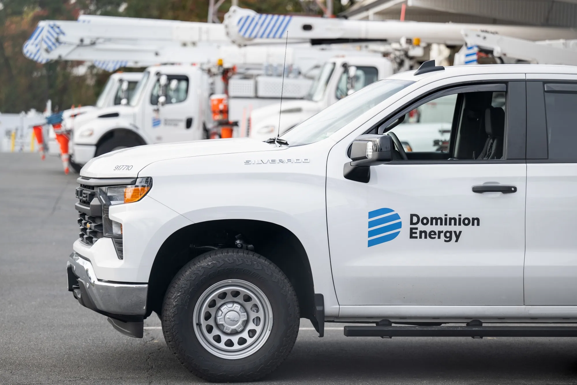 Dominion Energy Inc. vehicles at a field office in Springfield, Virginia, US, on Monday, Oct. 27, 2025.