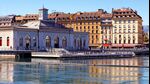 Apartments, Banks and Shops alongside Rhone River, Geneva, Switzerland