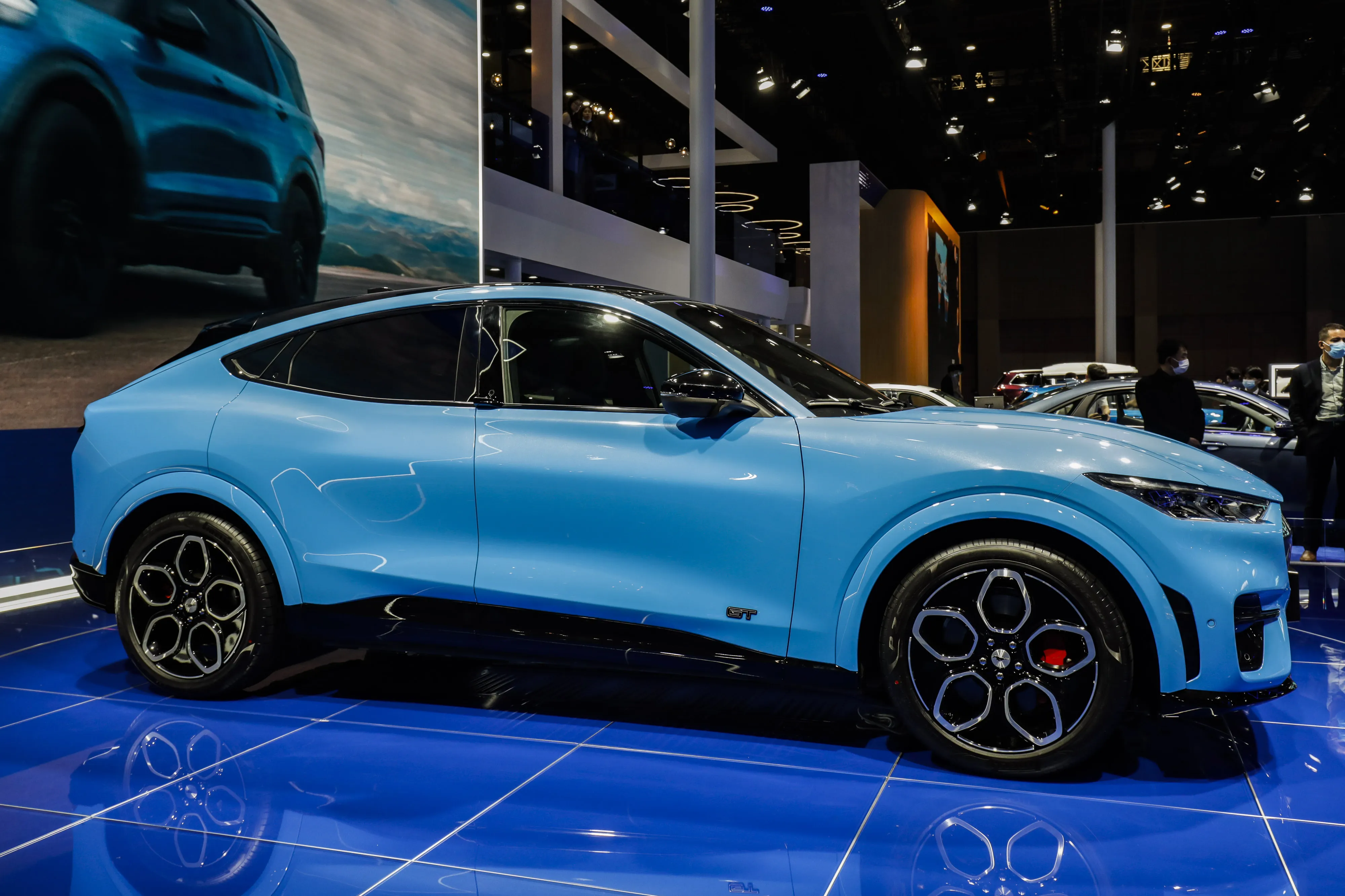 Ford’s&nbsp;Mustang Mach-E First Edition electric vehicle at the Auto Shanghai 2021 show in Shanghai.