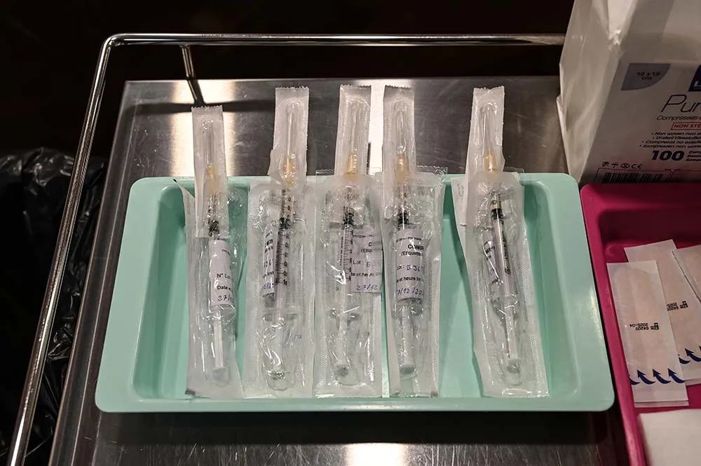 Doses of the Pfizer-BioNTech Covid-19 vaccine at an elderly day center in Dijon, central France.