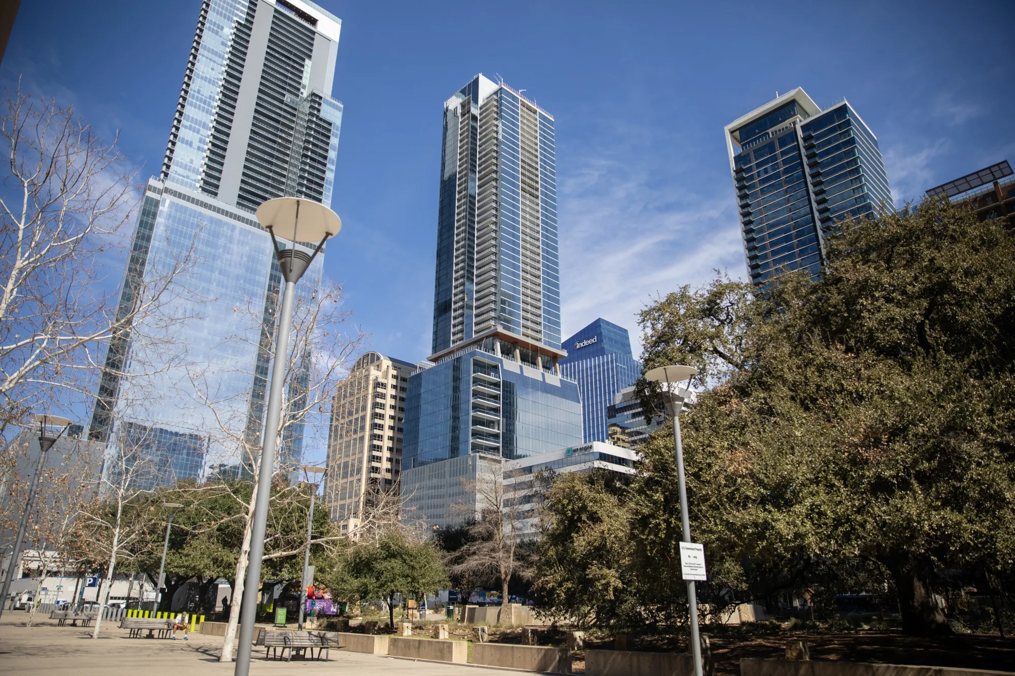 The ATX Tower, center, a high-end residential and office development in downtown Austin.