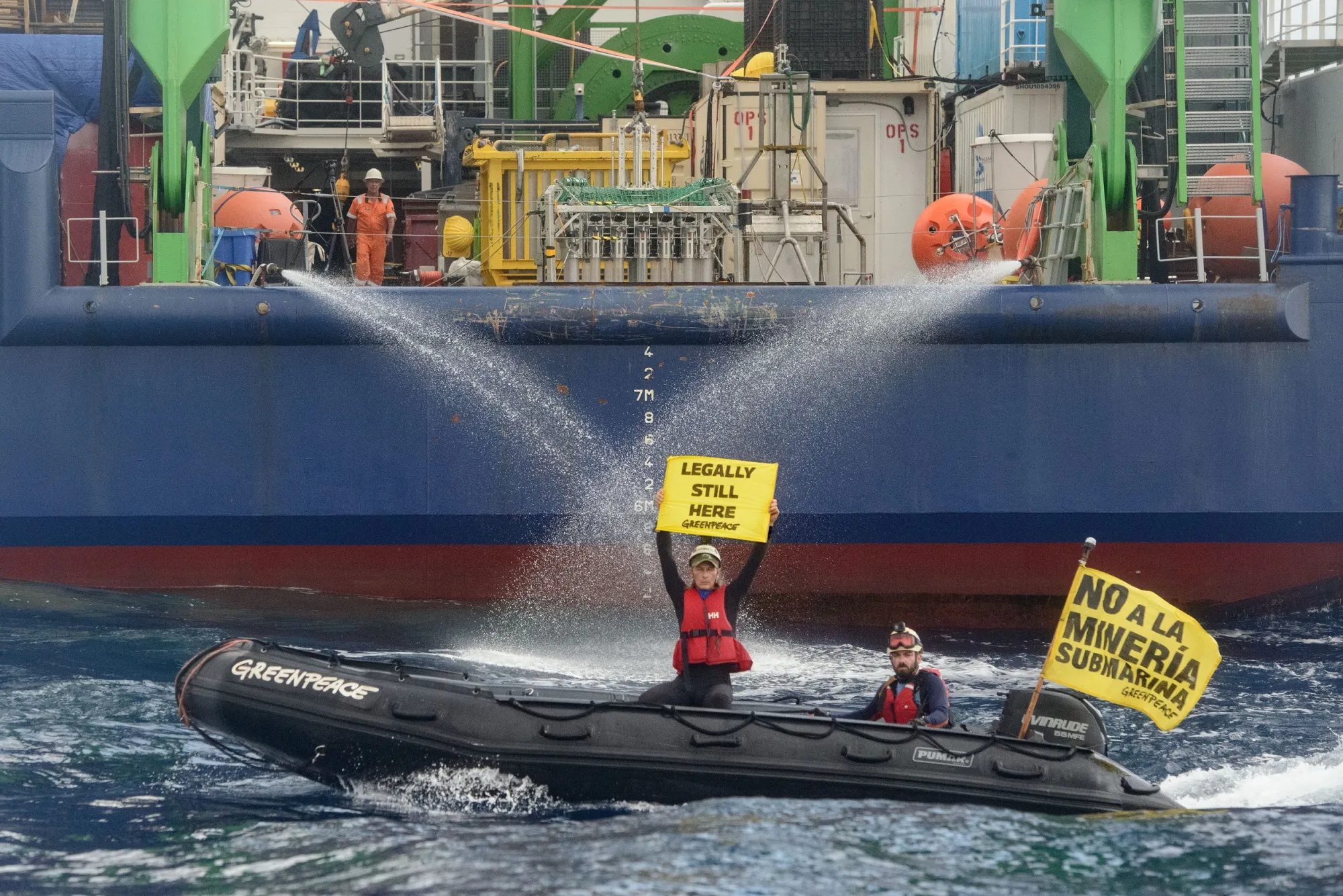 Greenpeace activists after departing&nbsp;the MV Coco following a ruling in a Dutch court.&nbsp;