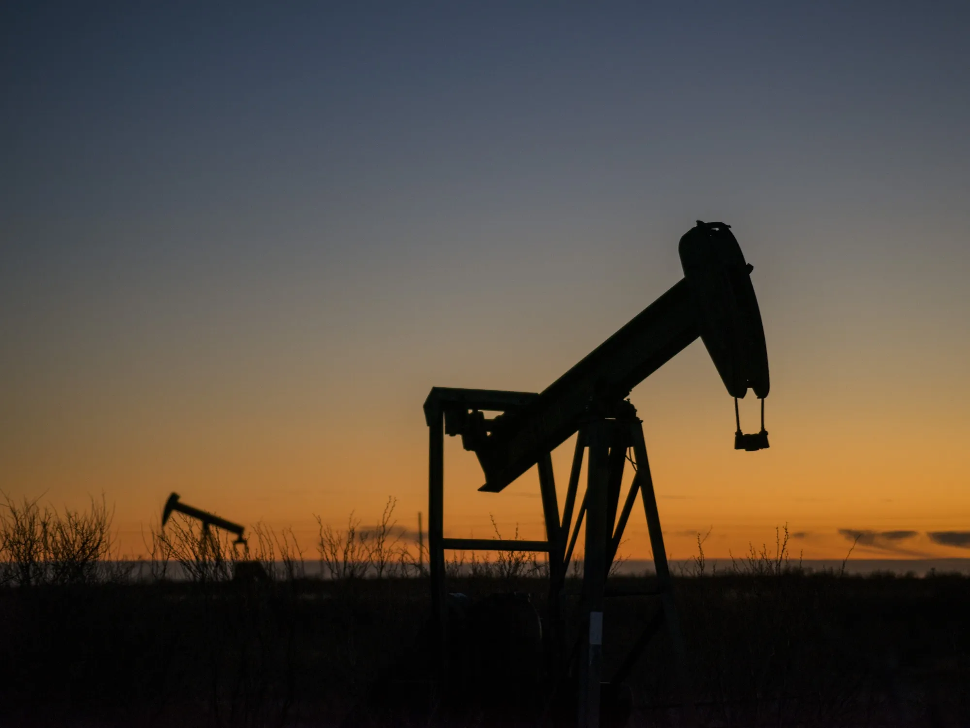 Pumpjacks extract oil near Monahans, Texas.