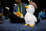 A Sproutel Inc. My Special Aflac Duck companion robot is displayed during the CES Unveiled event at the 2018 Consumer Electronics Show (CES) in Las Vegas, Nevada, U.S..