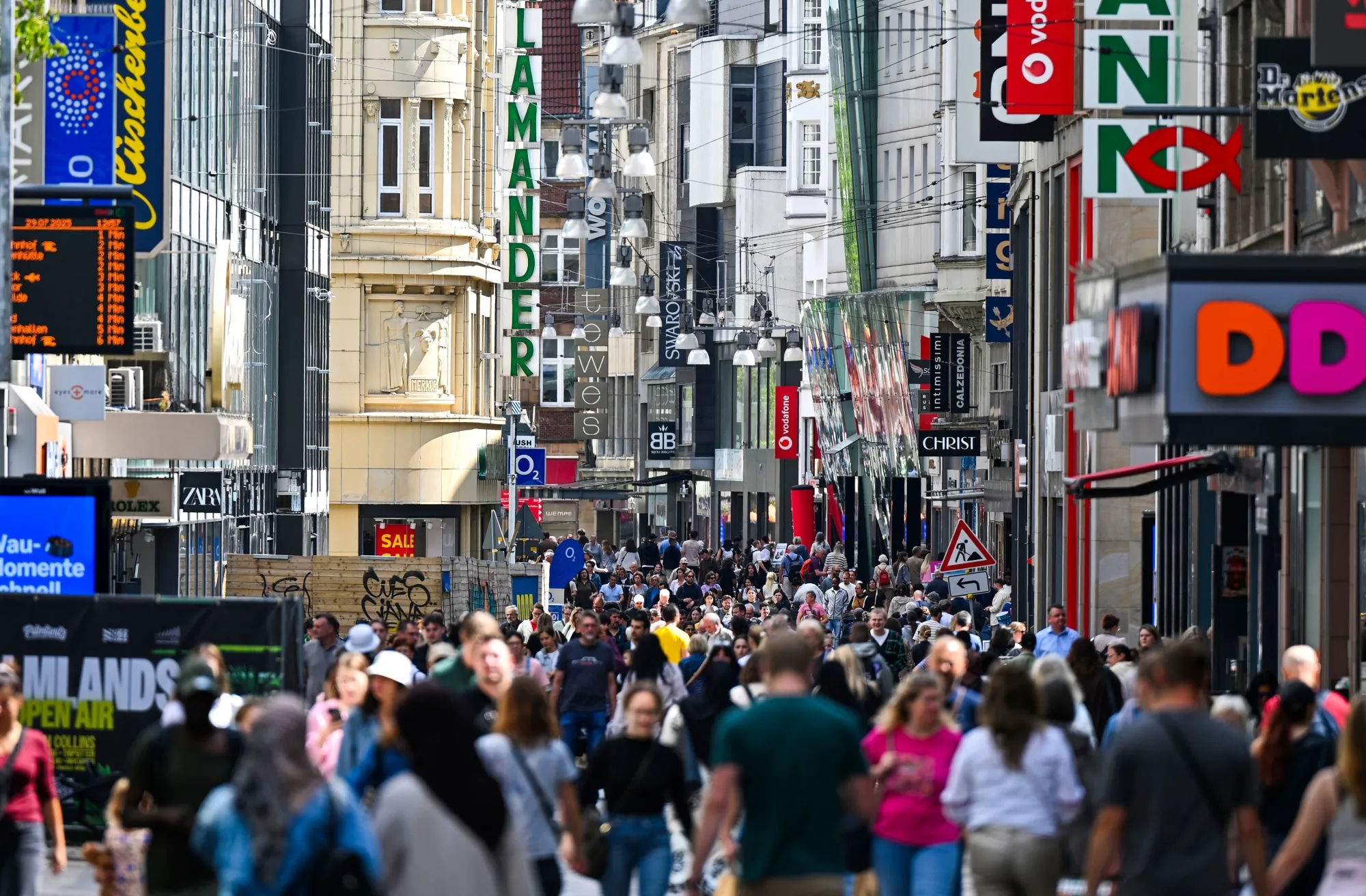 Shoppers in a pedestrian street in Dortmund.