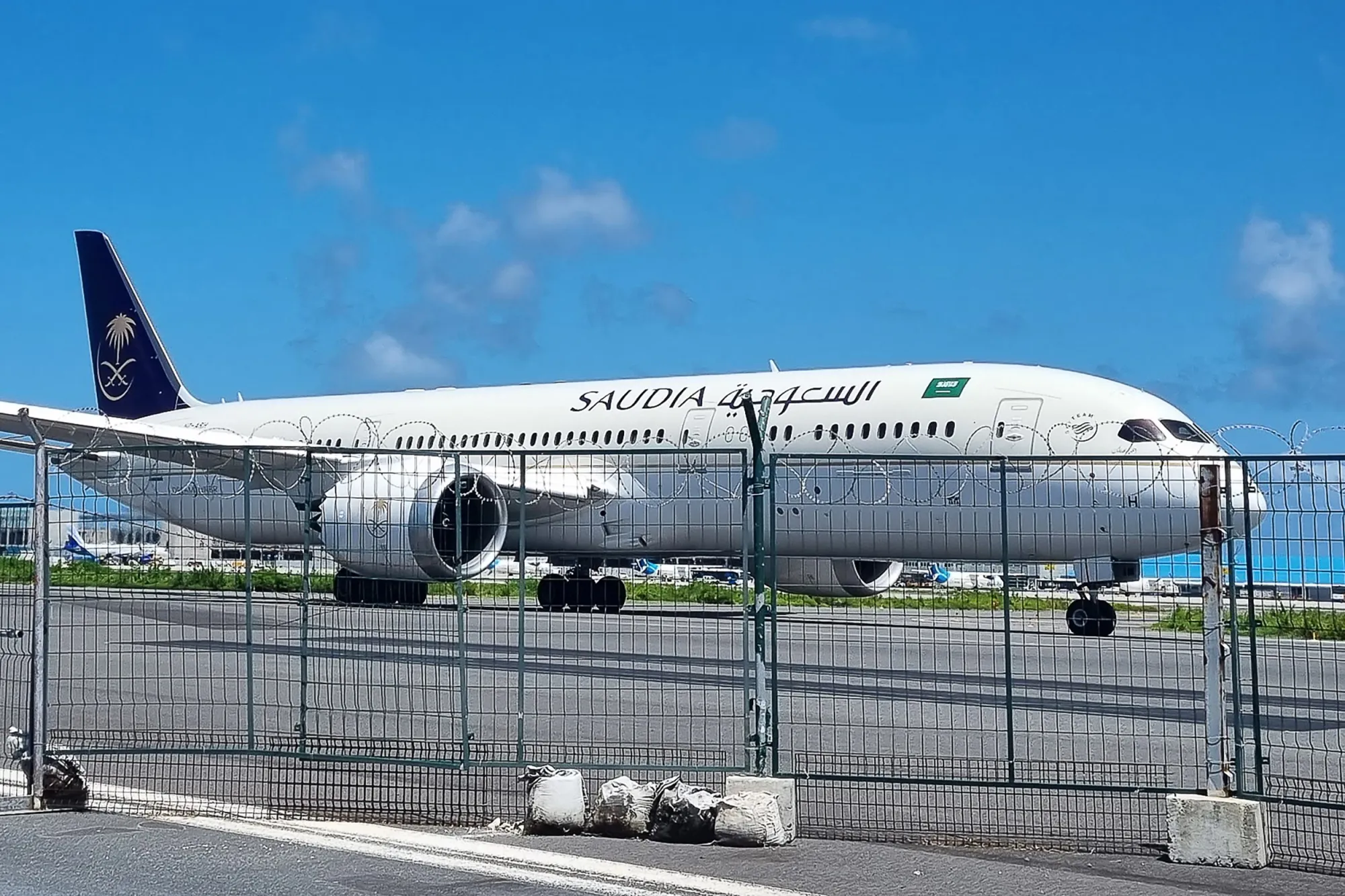 A Saudia Boeing 787 Dreamliner.