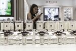Bottles of fragrance on display at a Jo Malone Ltd.