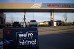 A "We're Hiring! sign outside a Murphy USA gas station in La Grange, Kentucky, U.S.