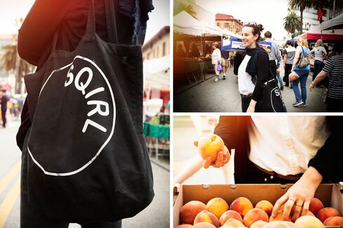 Koslow shops for fruit at the Santa Monica farmer’s market.