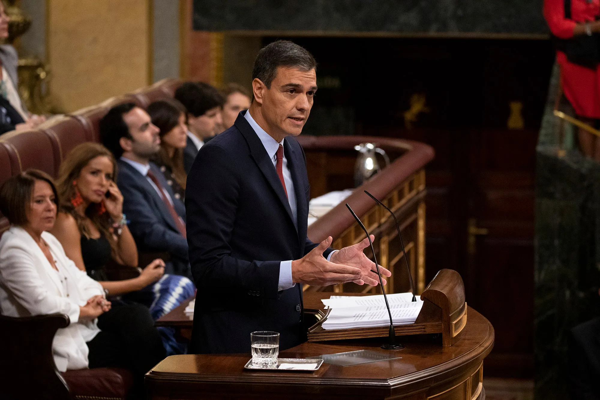 Pedro Sanchez speaks at the Spanish Parliament on July 22.