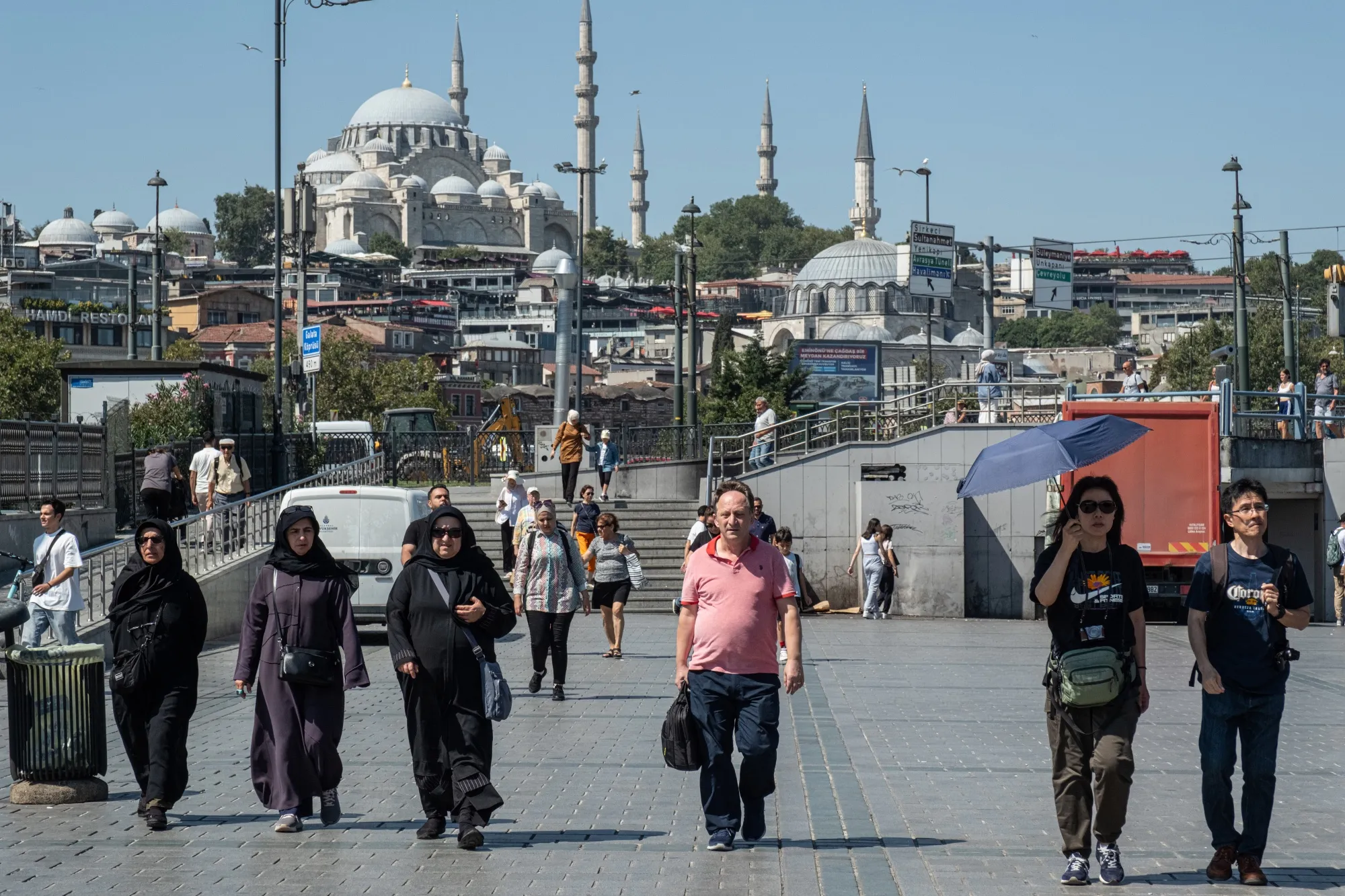 Pedestrians&nbsp;in the Eminonu district of Istanbul, Turkey.