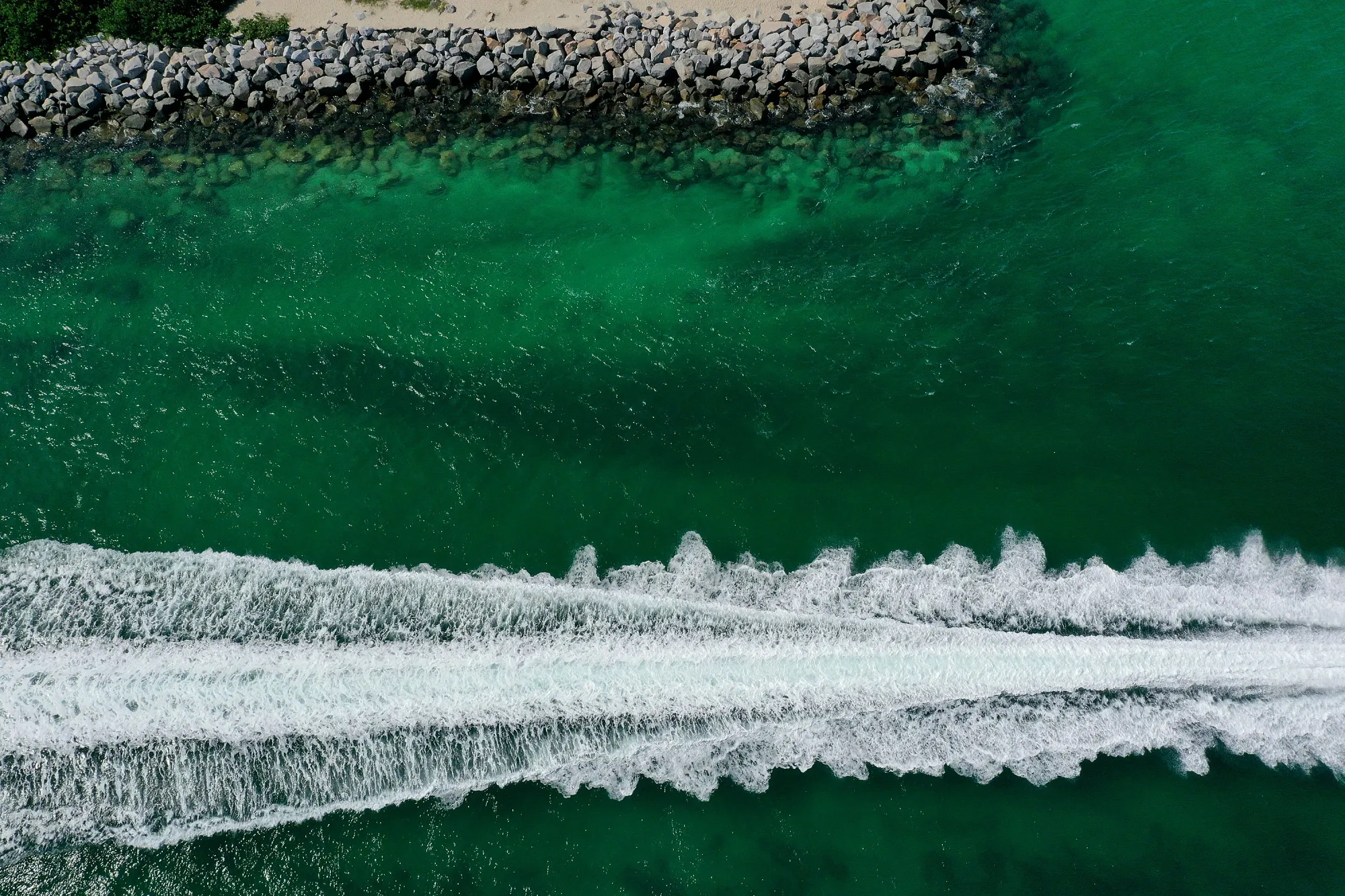 The wake of a boat in the Atlantic Ocean in Miami, Florida on July 11.&nbsp;