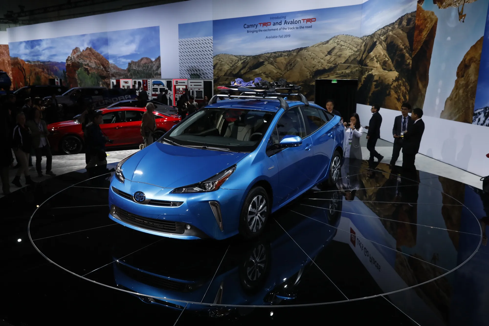 A Toyota Prius ahead of the Los Angeles Auto Show on Nov. 28, 2018.&nbsp;
