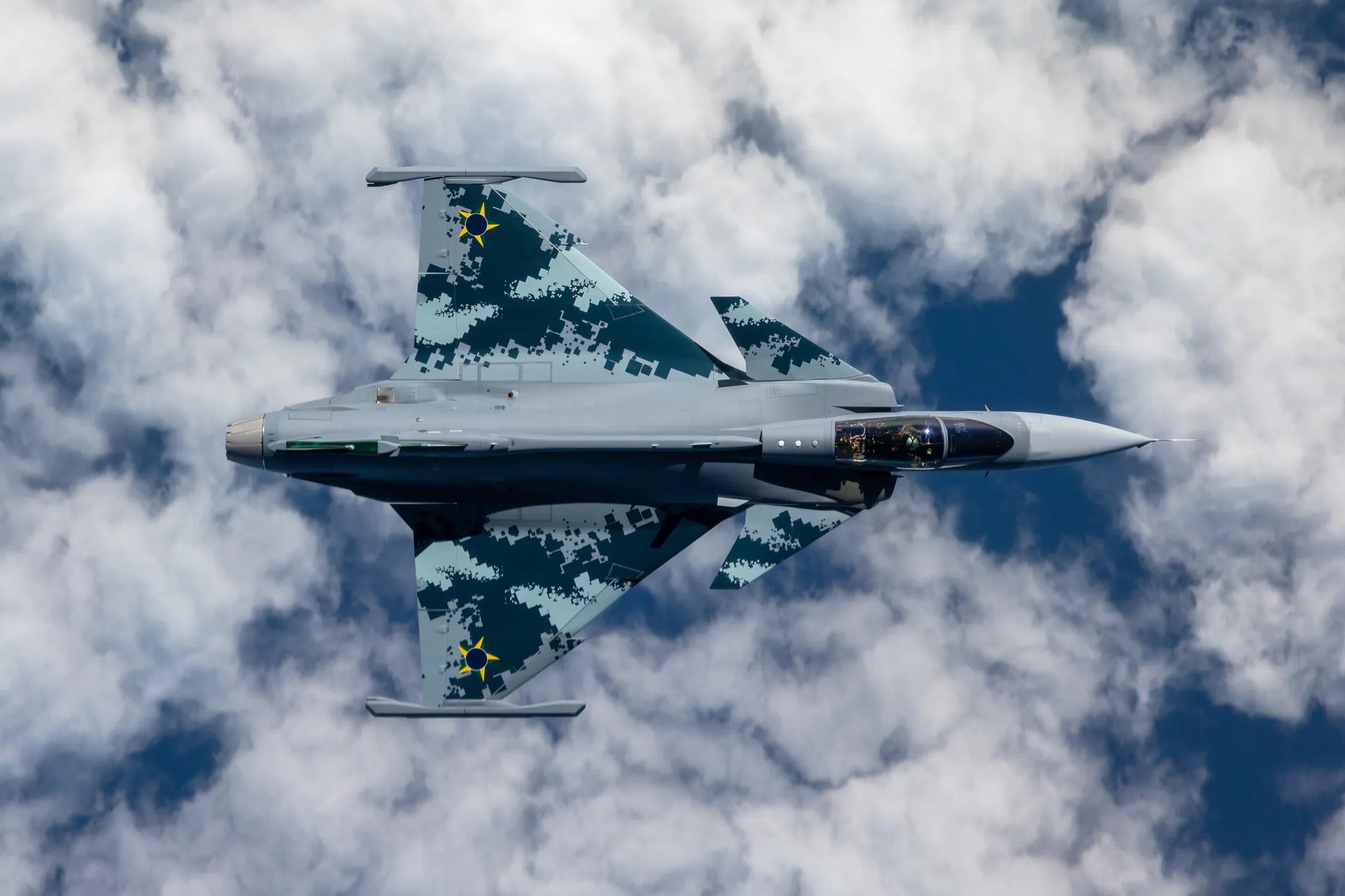 A Saab Gripen fighter jet.