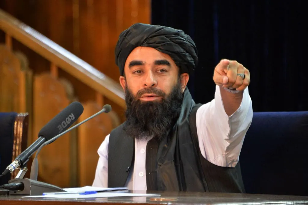 The Taliban’s spokesman at their first official press conference in Kabul.