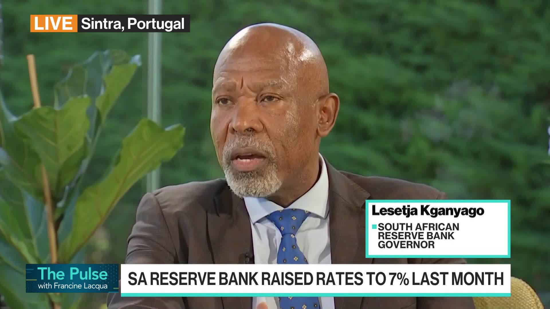 Kganyago talks with Bloomberg TV’s Francine Lacqua in Sintra, Portugal.