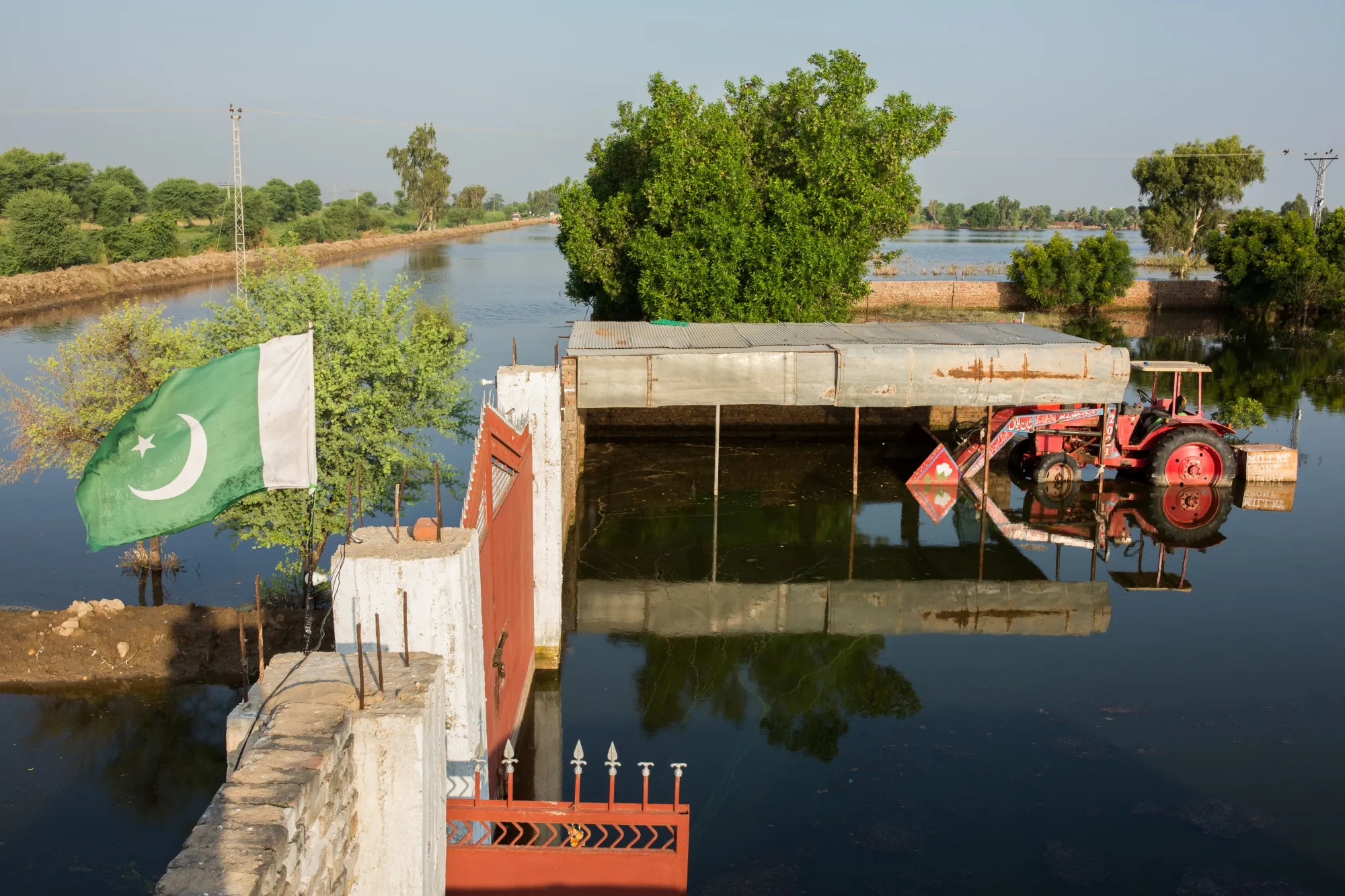 Water floods a mill in Sanghar district Pakistan, in September.