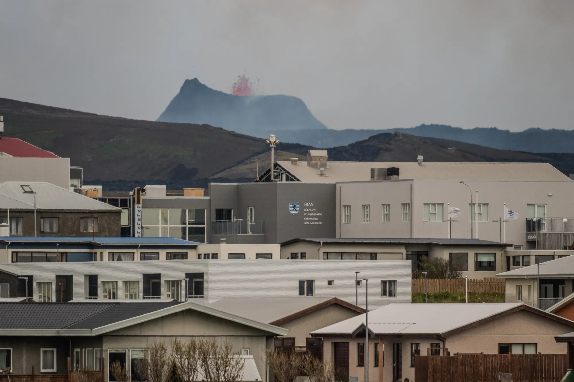 A volcano erupts near Grindavik, Iceland, on June 4, 2024. Recurring earthquakes and lava flows have forced most residents of the town to evacuate.