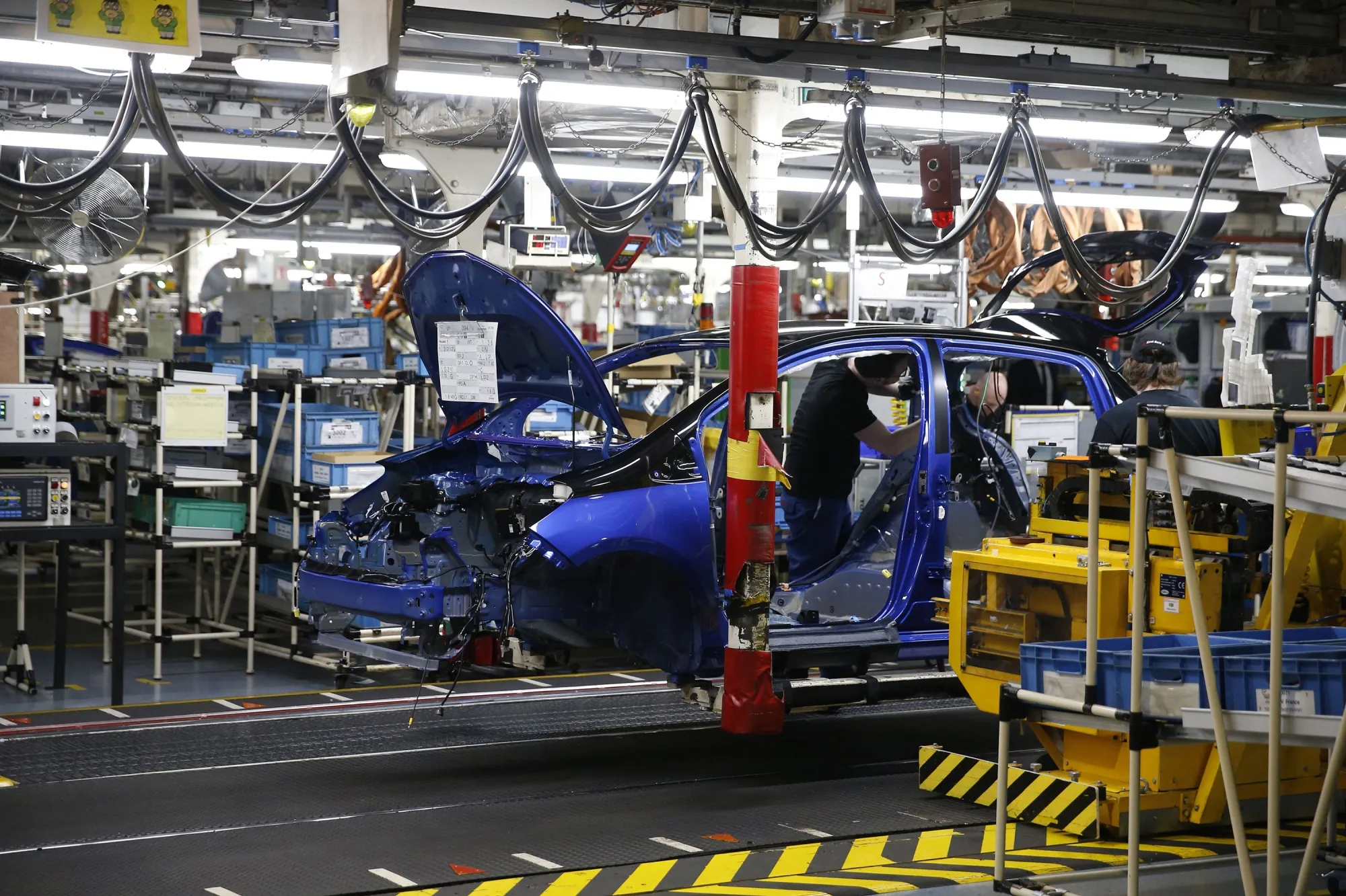A Yaris automobile sits on the production line at&nbsp;Toyota's automobile manufacturing plant in Onnaing.