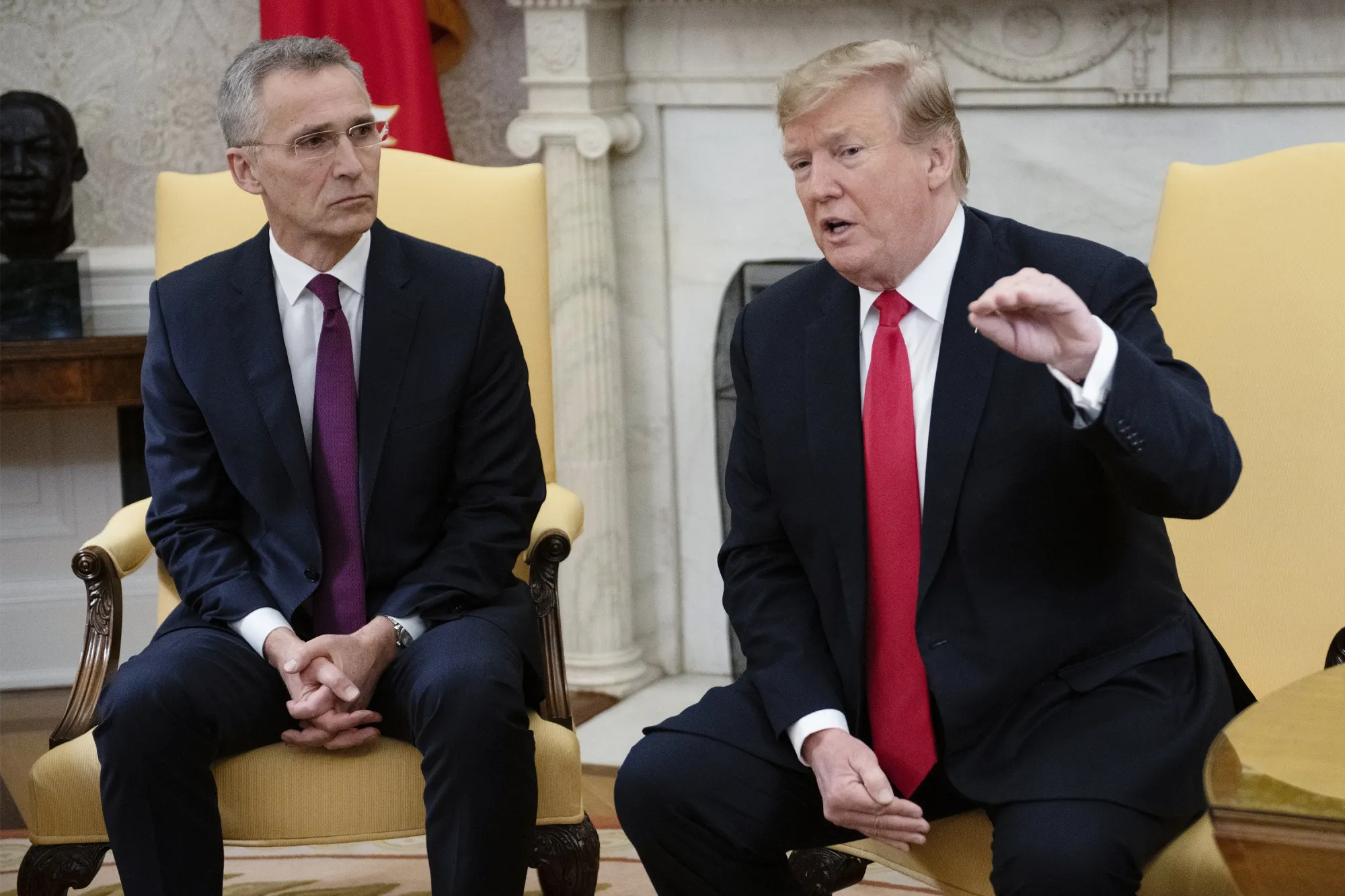 Jens Stoltenberg, secretary general of NATO, with Donald Trump.