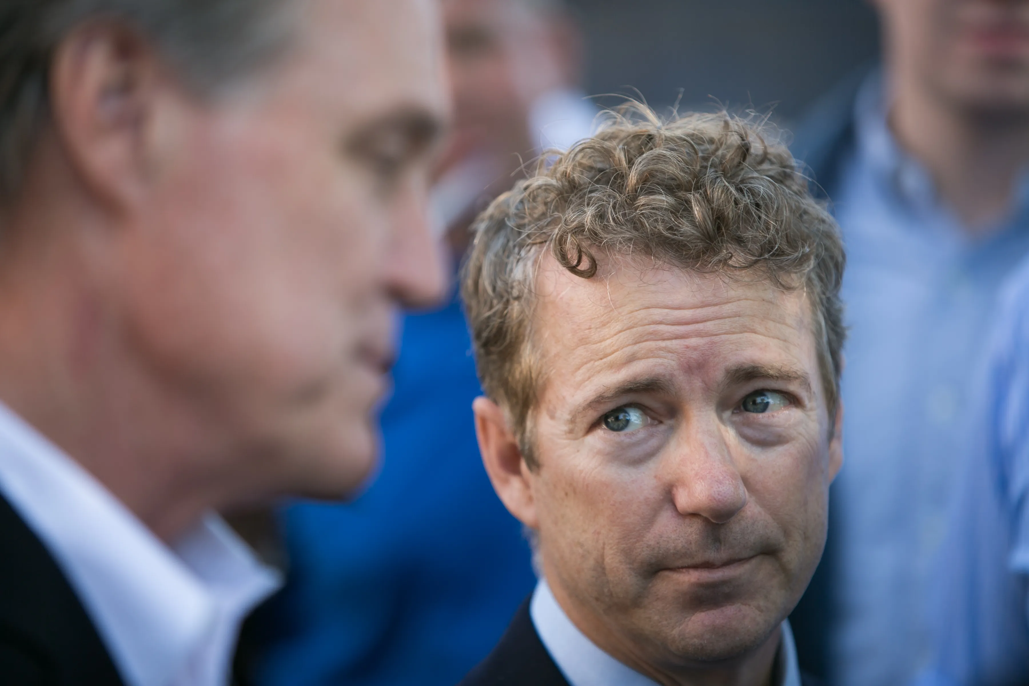 MCDONOUGH, GA - OCTOBER 24: Georgia Senate candidate David Perdue campaigns with Sen. Rand Paul (R-Ky) on October 24, 2014 in McDonough, Georgia.
