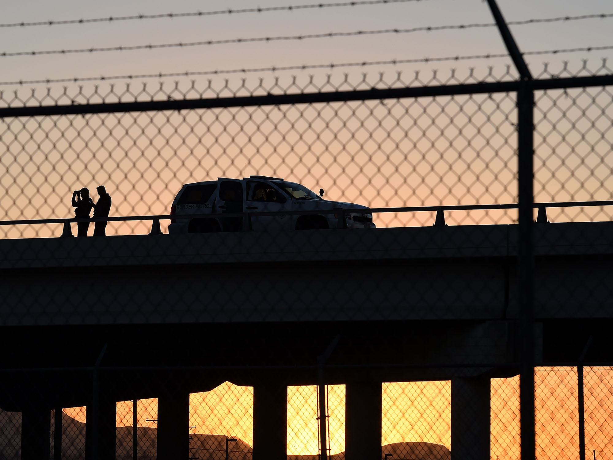 Members of the U.S. Border Patrol keep watch in El Paso, Texas.