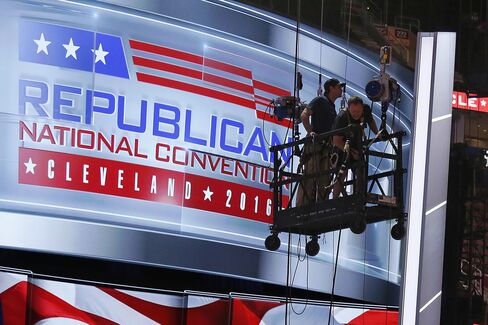 The main stage of GOP convention arena