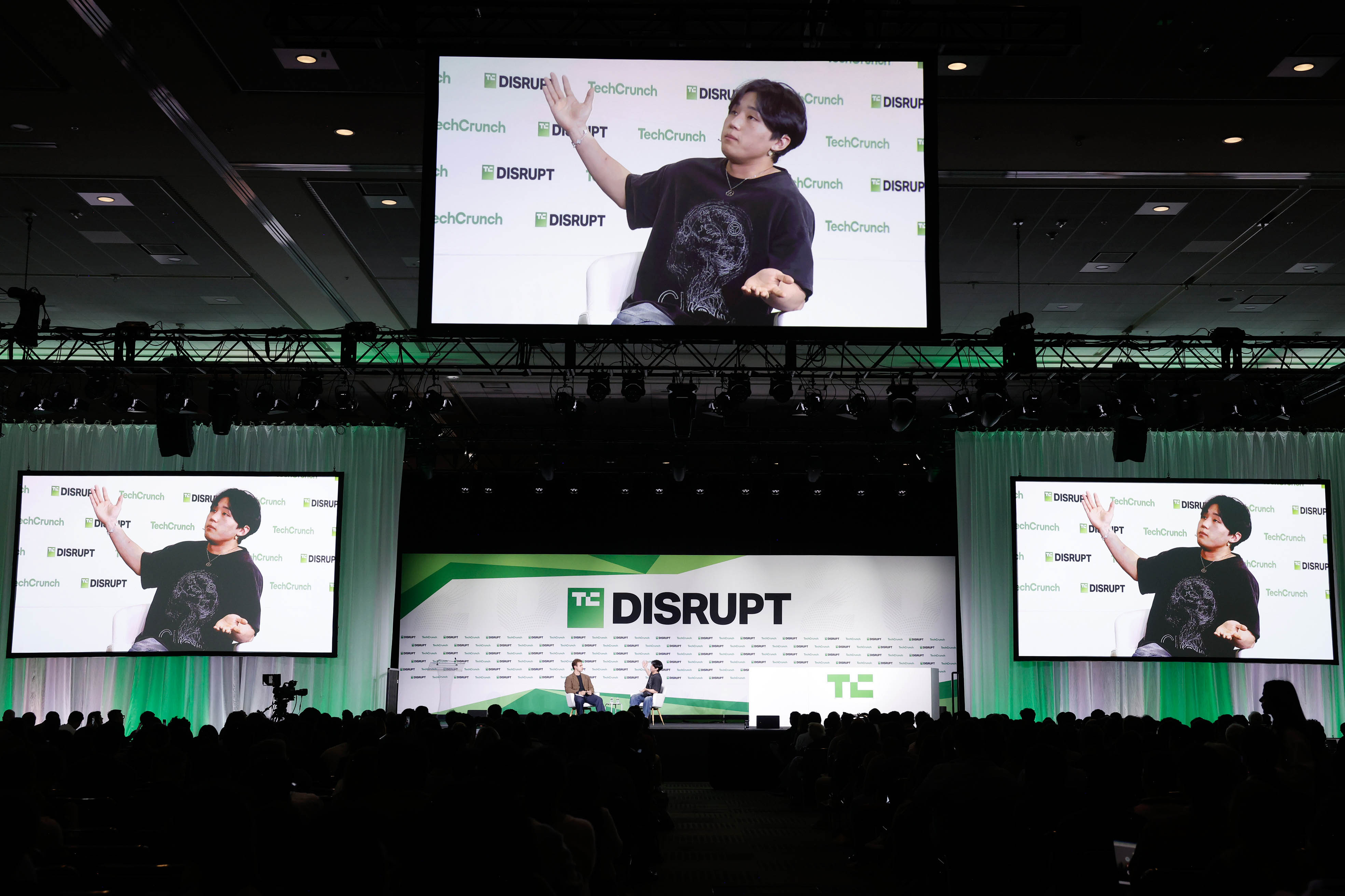 SAN FRANCISCO, CALIFORNIA - OCTOBER 29: (L-R) Maxwell Zeff and Roy Lee, Co-Founder & CEO, Cluely, speak onstage during day three of TechCrunch Disrupt 2025 at Moscone Center on October 29, 2025 in San Francisco, California. (Photo by Kimberly White/Getty Images for TechCrunch) Photographer: Kimberly White/Getty Images North America