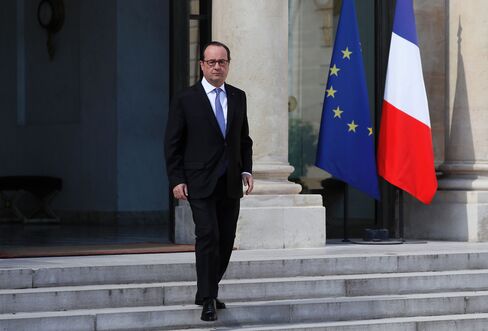 Hollande leaves the Elysee Palace on July 15.