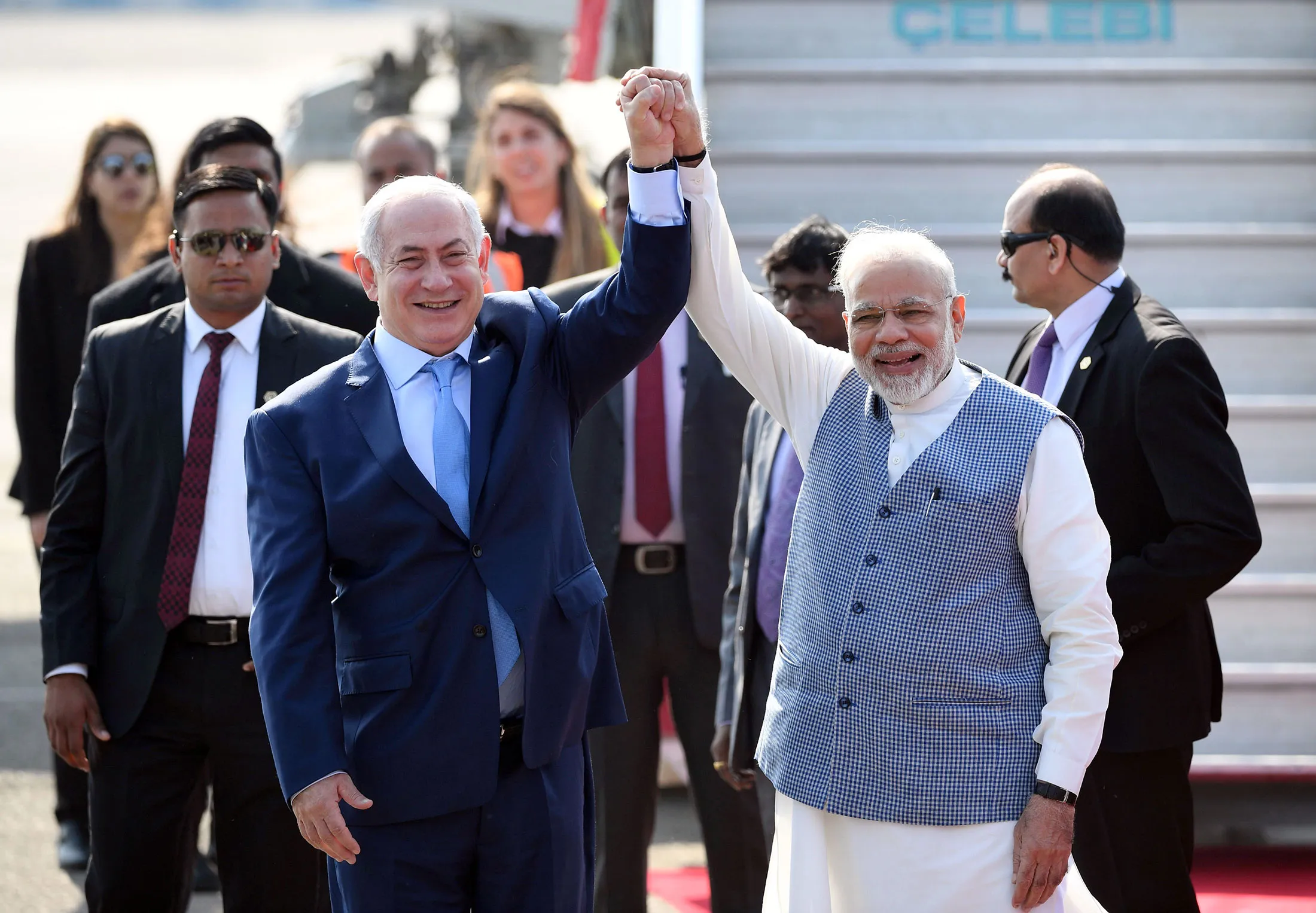 Narendra Modi and Minister Benjamin Netanyahu in New Delhi on Jan 14. 