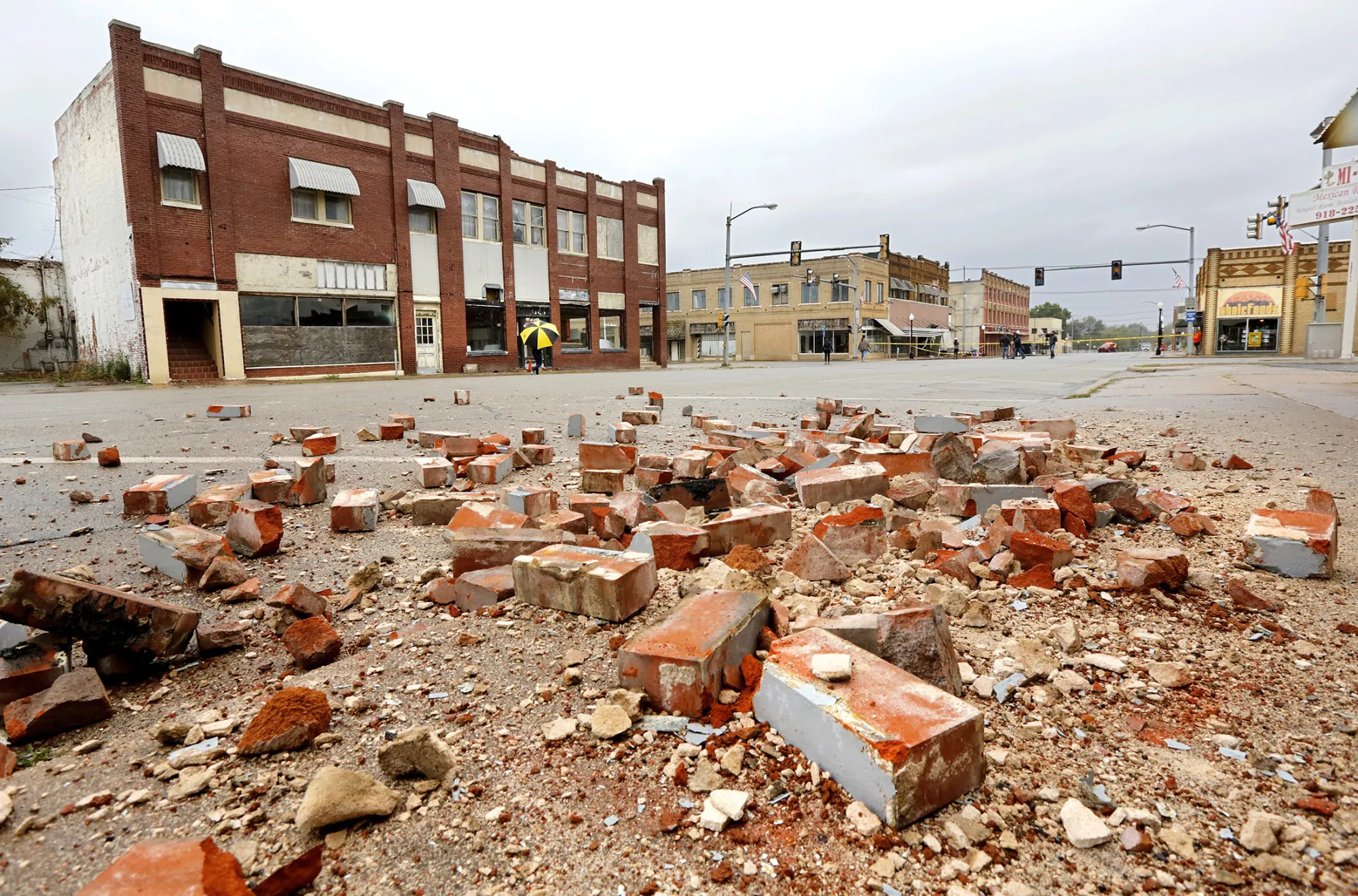Earthquake damage in Cushing, Oklahoma, on Nov. 7.

