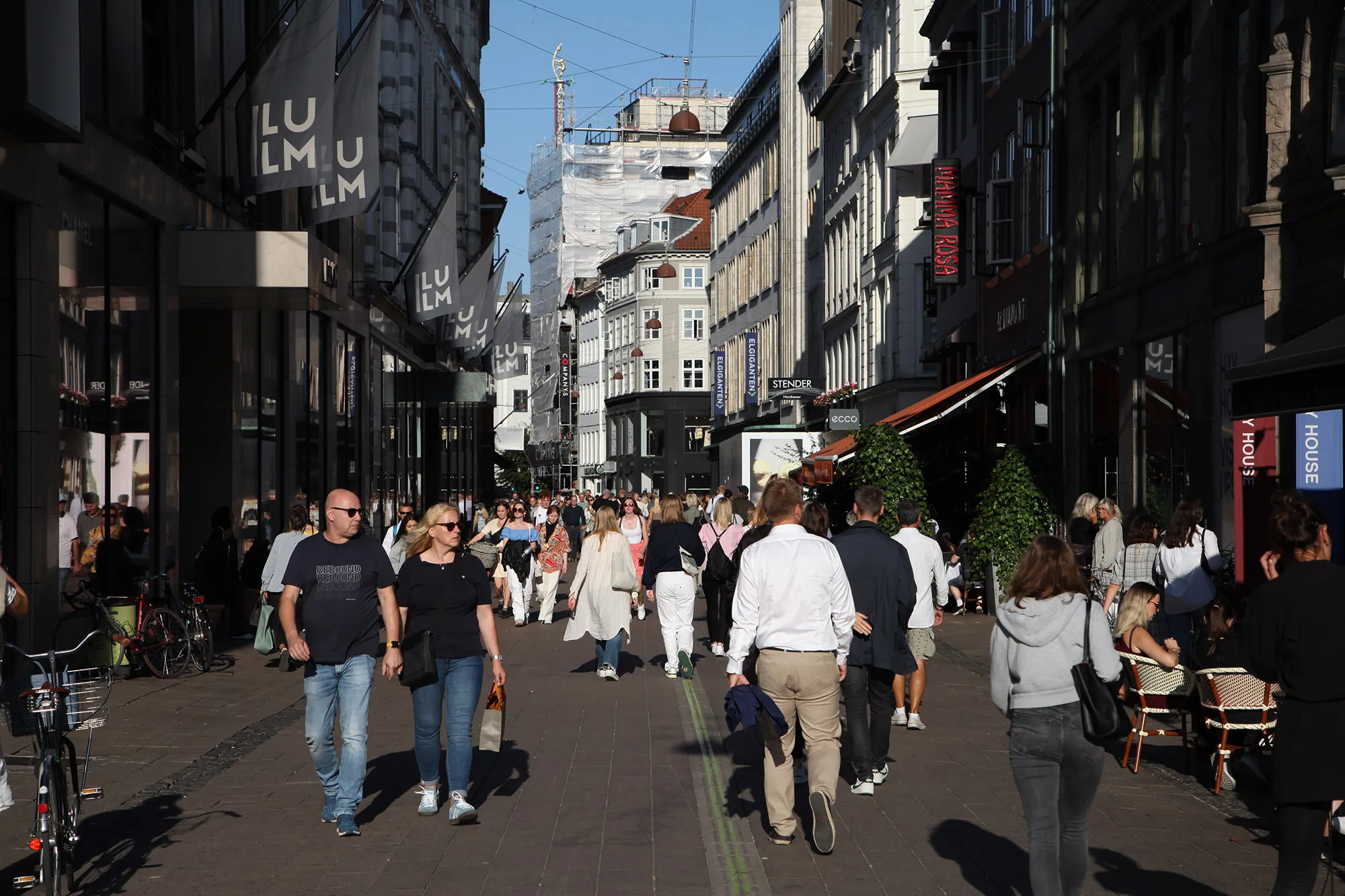 Copenhagen's central shopping street.