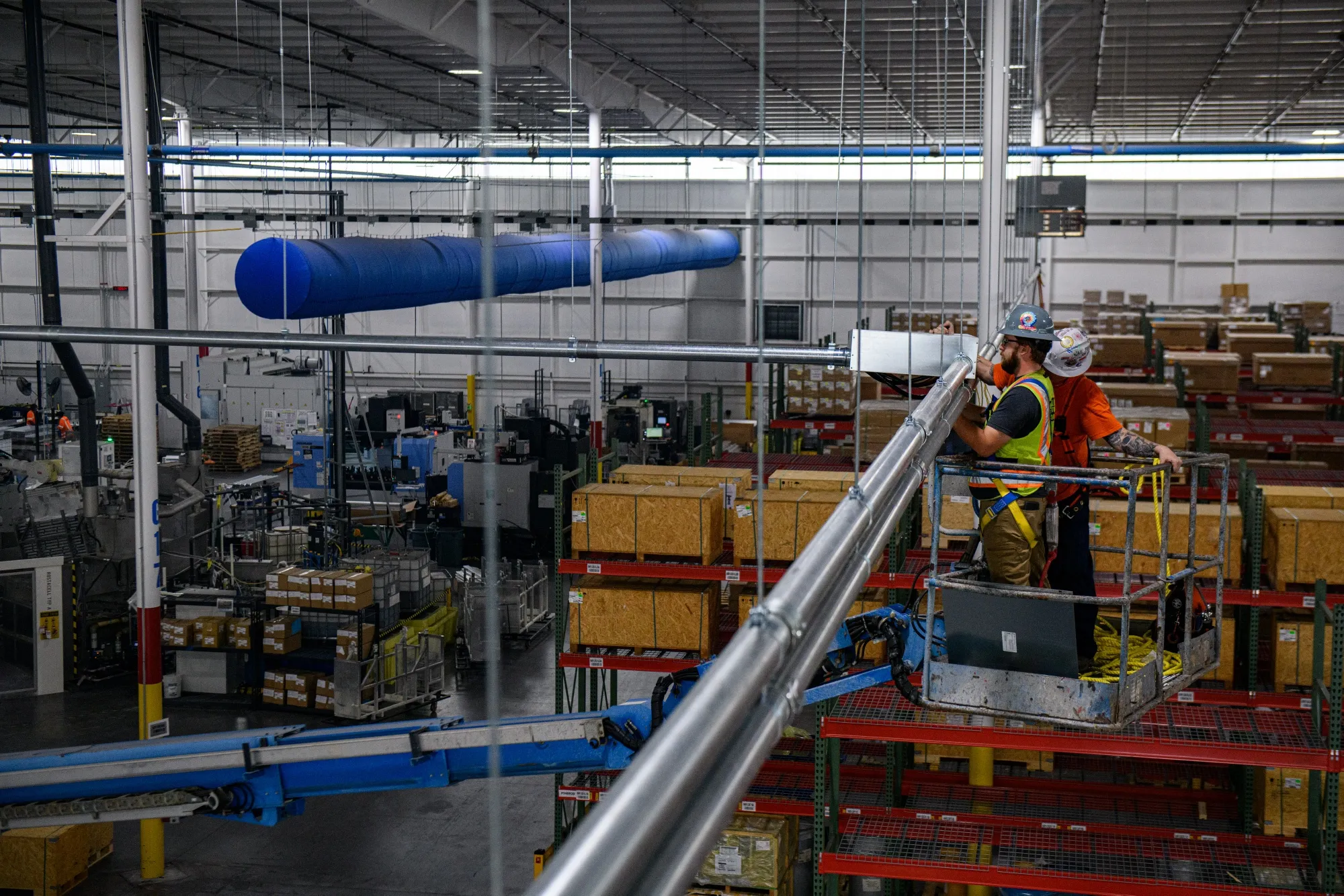 Workers at the Linamar Corp. of Canada EV battery case manufacturing facility in Muscle Shoals, Alabama, US.