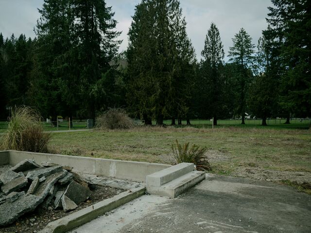 The foundation of Shauna and Kevin Pelley’s home in Graham, Washington, pictured in February.